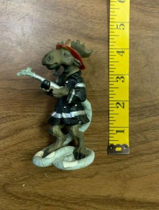 Moose Firefighter Figurine 4.  5 Inches