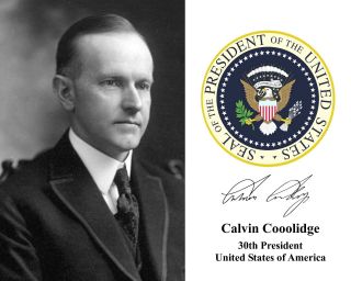 Calvin Coolidge Presidential Seal U.  S.  Portrait Autograph 11 X 14 Photo Picture