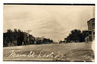 Rppc Real Photo Postcard Unpaved Main Street,  Leoti,  Kansas History Travel 1908
