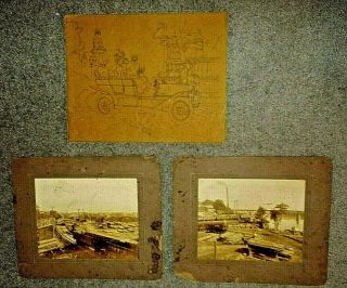 Two Large Photographs Of The Jones Sawmill In Bridgeport,  Alabama & 4 Early Auto