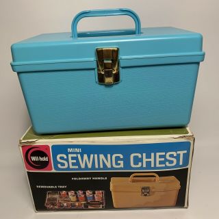 Vintage Wilson Wil Hold Turquoise Aqua Plastic Craft Sewing Box Case Tray 10 "