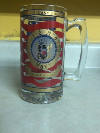Navy Pride 22kt Gold Us Navy Glass Beer Stein