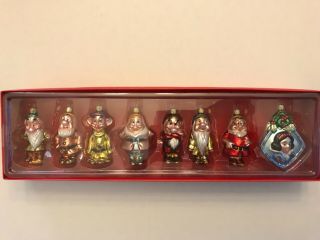 Disney Store Snow White & 7 Dwarfs Glass Ornament Set