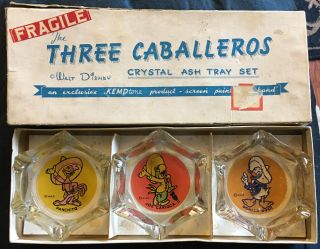 Ca.  1944 Walt Disney The Three Caballeros Crystal Ash Tray Set
