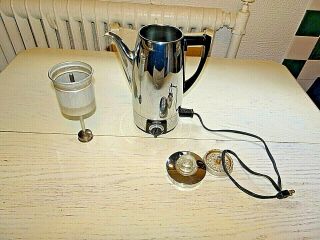 Vintage Sunbeam Stainless Chrome Deco Electric Percolator Coffee Pot 8 Cup Usa