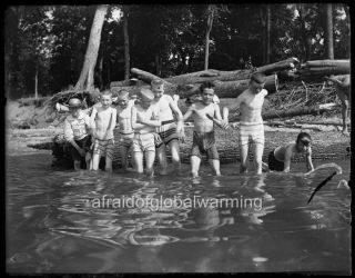 Photo 1889 Michigan " Boys Swimming By Hickory Island "
