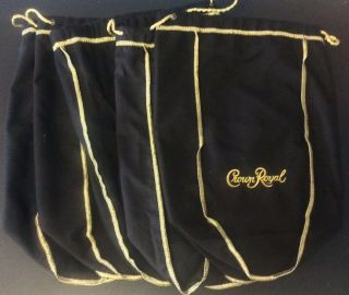 FIVE (5) Crown Royal Black Large 1.  75L Drawstring Bags 2