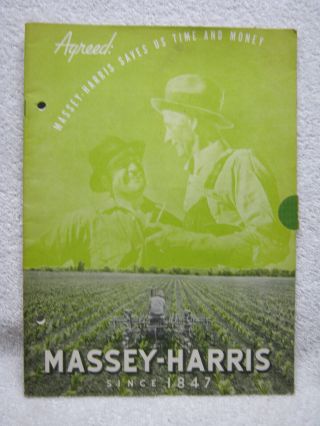 Antique 1937 Massey - Harris Farm Tractor Plow Brochure