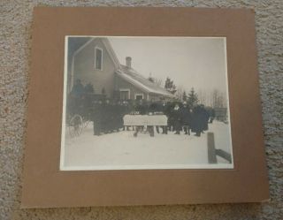 Funeral Group Photo With Casket And Horse Drawn Funeral Wagon