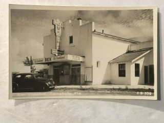1952 Rppc Rex Movie Theater Carrabelle Florida Real Photo Postcard Closed 1948?