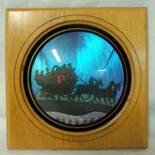 Vintage Butterfly Wing Stagecoach Print Convex Glass Silhouette