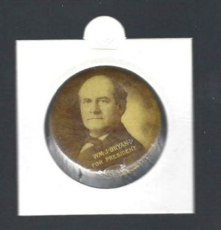 1908 William J.  Bryan Sepia Picture Campaign Button