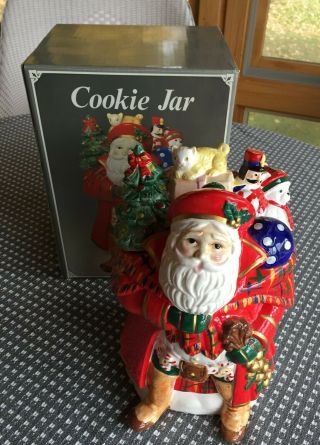 Dayton Hudson Scottish Santa & Santa Bear Cookie Jar - 1986 W/box