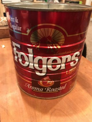 Vintage 39oz Folgers Aroma Roasted Perc & Regular Tin