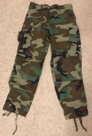 Military Combat Pants,  8415 - 01 - 084 - 1712 Medium / Short Woodland Camo,  Gov.  Issue