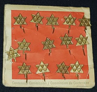 1867 - 1967 Canadian Confederation Centennial Souvenir Pins (14) On Official Card
