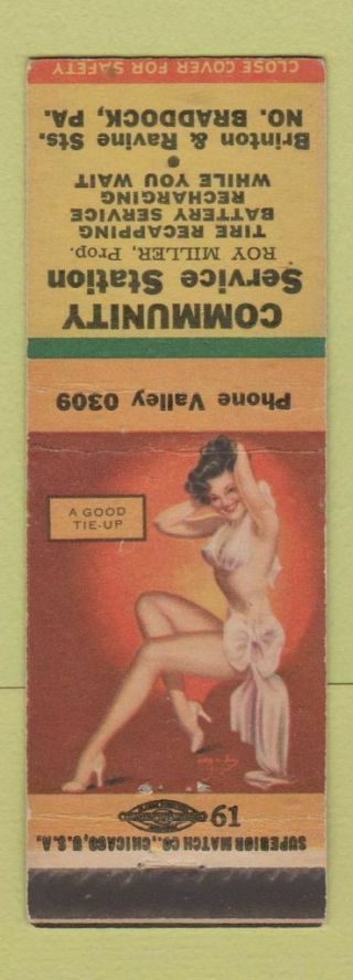 Matchbook Cover - Community Service Oil Gas North Braddock Pa Pinup