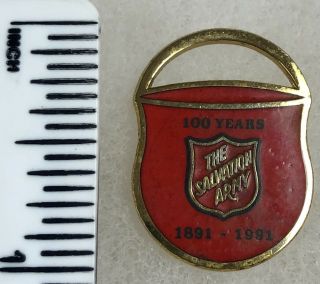 Salvation Army Pin - Christmas Kettle Red 100 Years