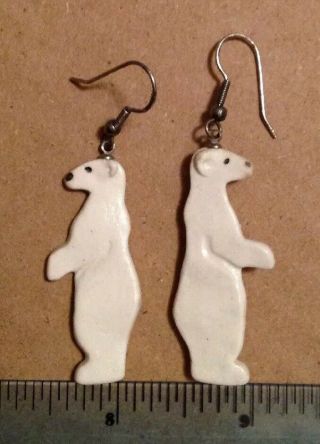 Vintage Ceramic Polar Bear Dangle Earrings
