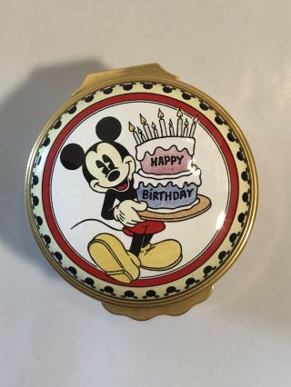Halcyon Days Enamel Trinket Box Disney Happy Birthday Mickey Mouse