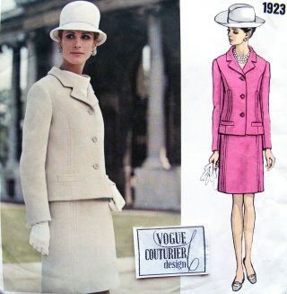 Sewing Pattern Skirt Jacket Vtg Vogue Couturier Size 14 B36 W/ Label Uncut V1923