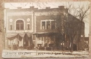1911 Melvin Il Schafer & Buchholtz General Store Rppc Photo Pc Bloomington Area