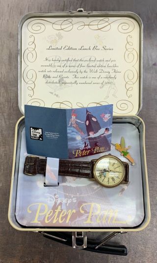 Disney Limited Edition Peter Pan /2500 Wrist Watch/ Pin/ Lunch Box Set