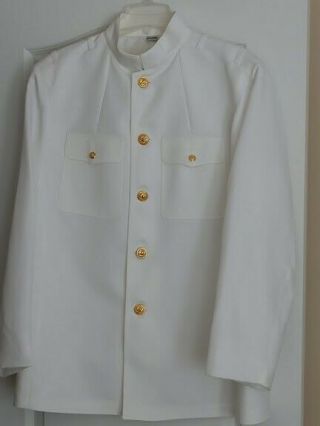 Us Navy - Service Dress White Uniform - Choker Whites - 48l Tunic