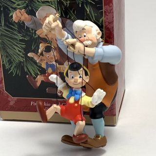 1999 Pinocchio And Geppetto Hallmark Keepsake Disney Christmas Ornament Signed