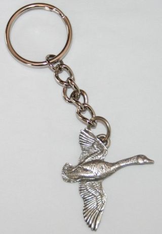 Canada Goose Bird Fine Pewter Keychain Key Chain Ring Usa Made