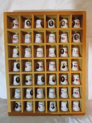 U.  S.  Presidential Thimble Set In Wooden Case Presidents 1 - 42