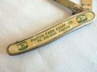Vintage Paxton Farm Equipment John Deere Advertising Folding Pocket Knife 2