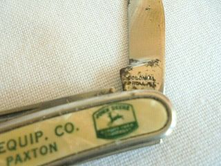 Vintage Paxton Farm Equipment John Deere Advertising Folding Pocket Knife 3