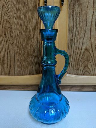 Vintage 1973 Jim Beam Blue Glass I Dream Of Jeannie Liquor Bottle Genie Decanter
