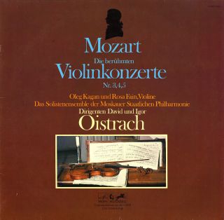 Mozart 3 Violin Concertos Rondo K.  373 Fain Kagan Oistrakh Eurodisc 2lp