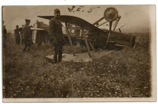 Ww1 World War 1 Military Soldier Fighter Jet Airplane Wreck Postcard Rppc