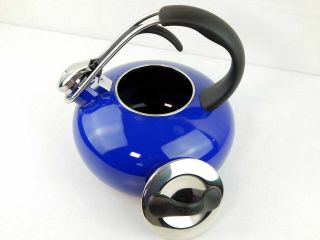 Chantal Whistling Tea Kettle Pot 1.  8 qt Cobalt Blue Enamel Crate and Barrel 2