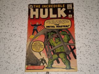 Incredible Hulk 6 1962.  Silver Age Marvel Comics.  Stan Lee.  Jack Kirby.  Gd,  2.  5