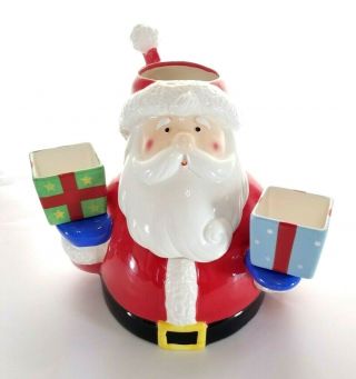 Santa Cookie Jar Serving Top Chips Dip Magnetic Cups 12 " Snow Days Holiday Party