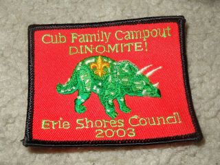 Boy Scout Bsa 2003 Erie Shores Ohio Cub Family Camp Out Council Dinosaur Patch