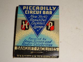 Vintage Matchbook Cover Hotel Piccadilly Times Square York City