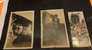 Vintage Snapshot Photos 1920s Young Boy Child Large Rifle Gun Shotgun Album Page
