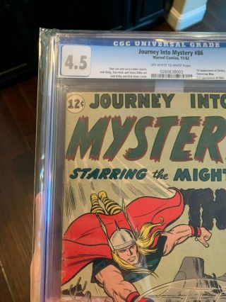 JOURNEY INTO MYSTERY 86 CGC 4.  5 OW/W PAGES 1ST ZARKO 2ND ODIN with OW - WHITE 2