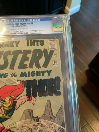 JOURNEY INTO MYSTERY 86 CGC 4.  5 OW/W PAGES 1ST ZARKO 2ND ODIN with OW - WHITE 3