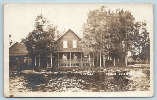 Postcard Ny Adirondacks 4th Lake Inlet Cedar Island Cottage Rppc Real Photo W5