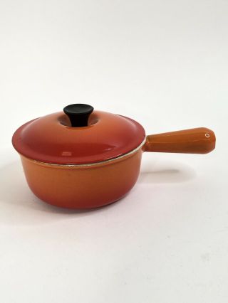 Le Creuset 16 Enameled Cast Iron Saucepan Pot W/lid Red Flame