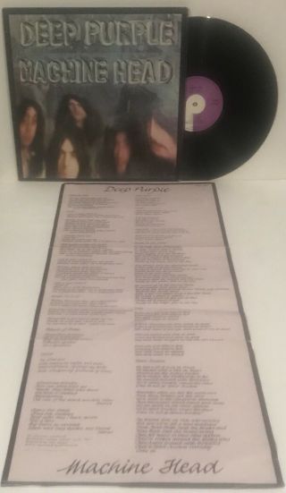 Deep Purple Machine Head Uk 1st Press Vinyl Lp 33rpm A1u/b1u Poster Tpsa 7504