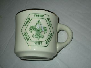 Vintage Camp Three Point Yawgoog Scout Reservation Coffee Mug Boy Scout 3 " Tall