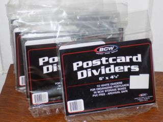 14 Packets Of 10 White Postcard Dividers 6” X 4.  5” By Bcw