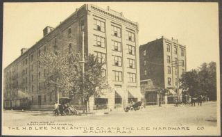 C.  1910,  Salina,  Kansas,  The Lee Hardware Co. ,  Street Scene,  Autos And Buggy